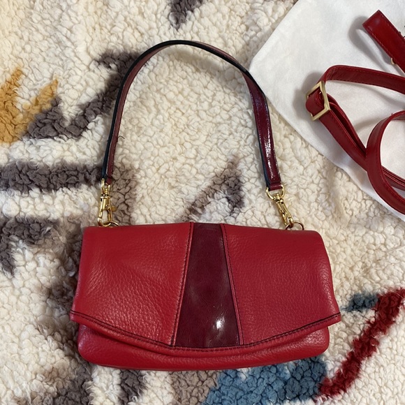 Max New York mini red leather clutch/cosmetic bag/crossbody bag - Picture 2 of 9